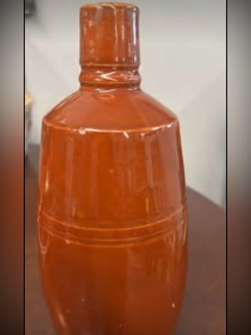 Vintage Rust Brown Ceramic Decorative Bottle Vase - Home Accents